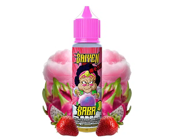 Baba 50ml Saiyen Vapors fraise fruit du dragon barbe à papa